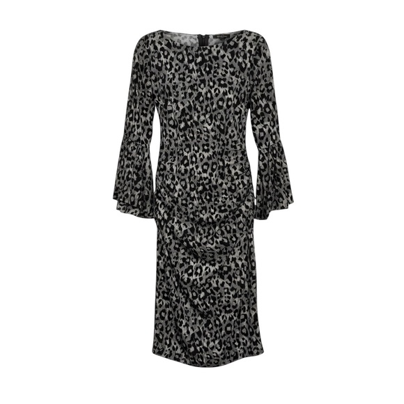 Tracy Reese Animal Print Silk Blend Ruched Midi Dress size 6